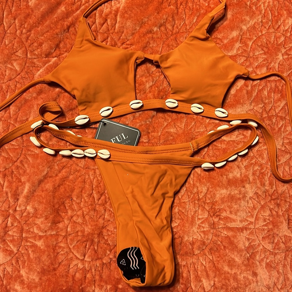 Zaful Rust Orange Bikini with Shell Accents
